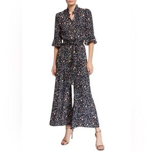 Rebecca Taylor Vivianna Floral-Print Silk Jumpsuit Size 8